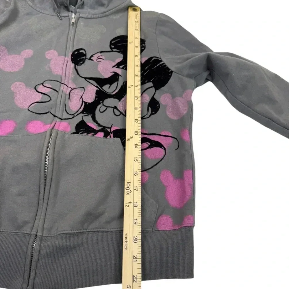 Disney World Hoodie Full Zip Sweatshirt Mickey Mouse Gray Kids Sz XL